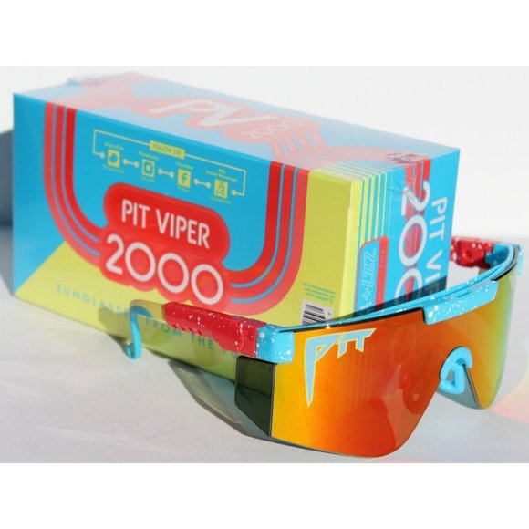 PIT VIPER The TP Roll 2000s Sunglasses Red Blue/Orange Shield NEW - Picture 1 of 10
